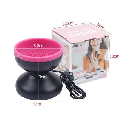 Electric makeup brush cleaner with silicone container and automatic cleaning capabilities for all brush sizes