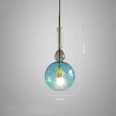 Glass chandelier with adjustable height for bar counters, showing 200mm diameter round lamp