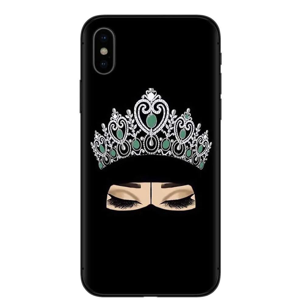 Islamic hijab veil girl design TPU phone case with rhinestone floral letter pattern