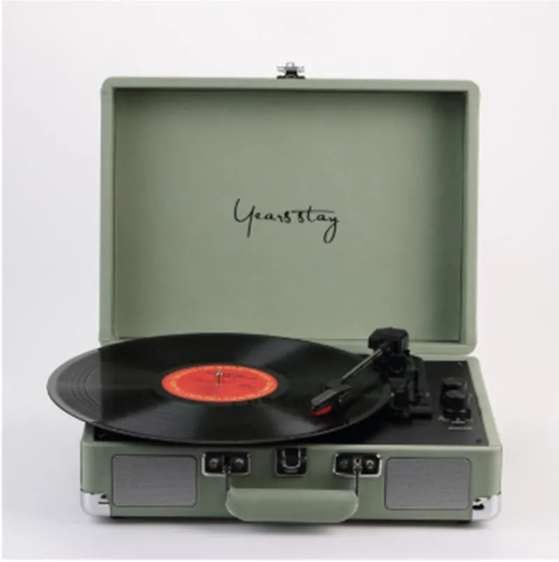 Portable leather case Bluetooth phonograph turntable in multiple colour options