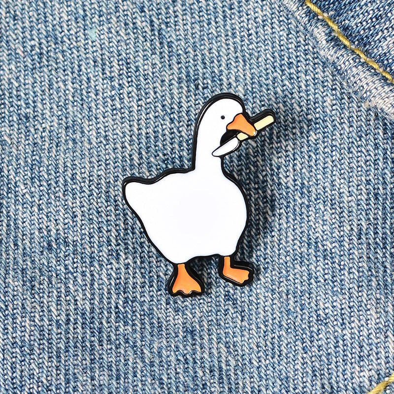 Untitled Goose Game Big Goose Brooch in alloy with geometric design