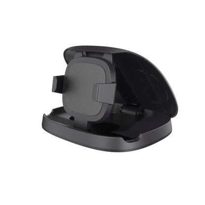 Black plastic rotating suction cup car navigator bracket mounted on a car windscreen