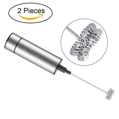 Silver handheld milk frother with 19000RPM speed for coffee and cocktails