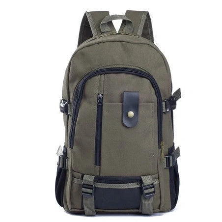 Stylish men's canvas backpack with zipper, perfect for students and professionals