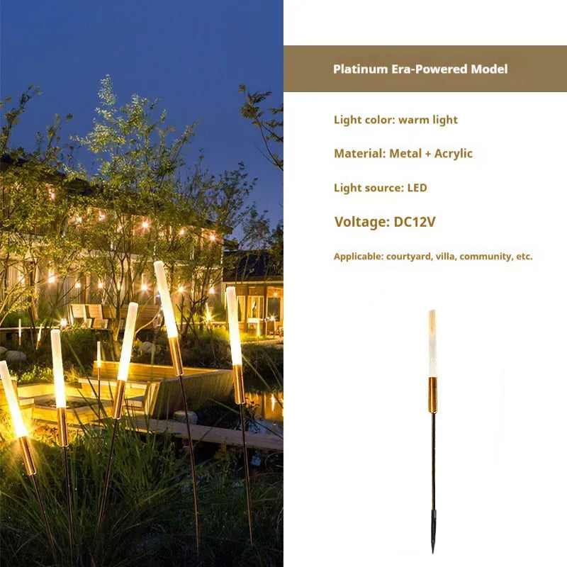 Solar or power outdoor LED lawn lamp in 650mm to 1400mm sizes with acrylic hardware and wheat lamp option