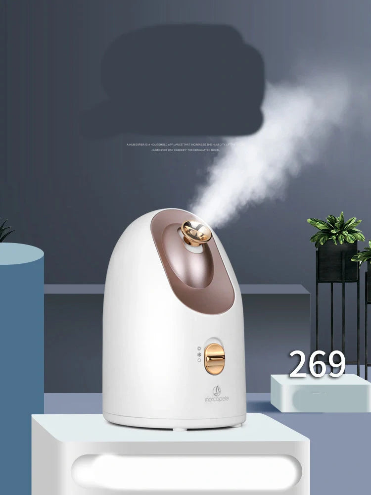 Dual-temperature facial steamer for hot and cold skin therapy, compact and stylish design