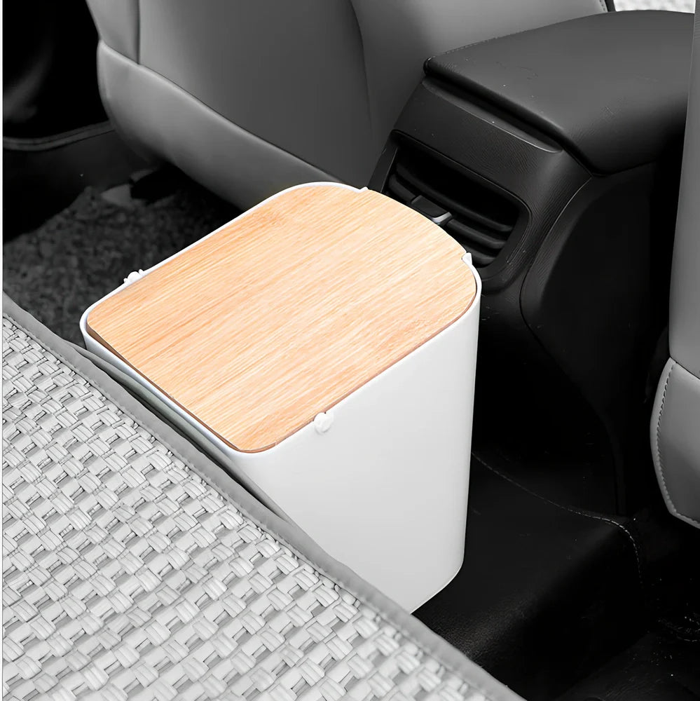 Green rectangular kitchen storage bucket with wooden cover showing 6-litre capacity dimensions