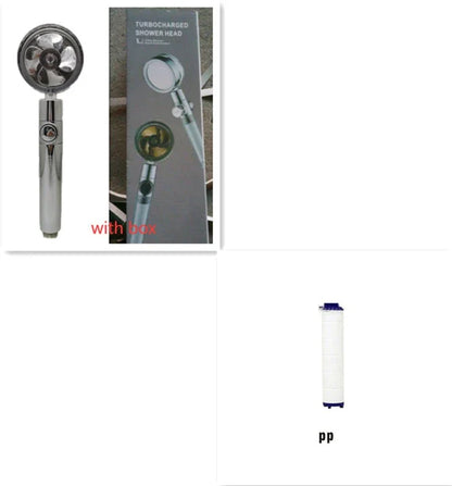 360° Rotating Shower Head with Built-In Fan - Premium ABS Plastic Construction, Water-Saving High-Pressure Spray