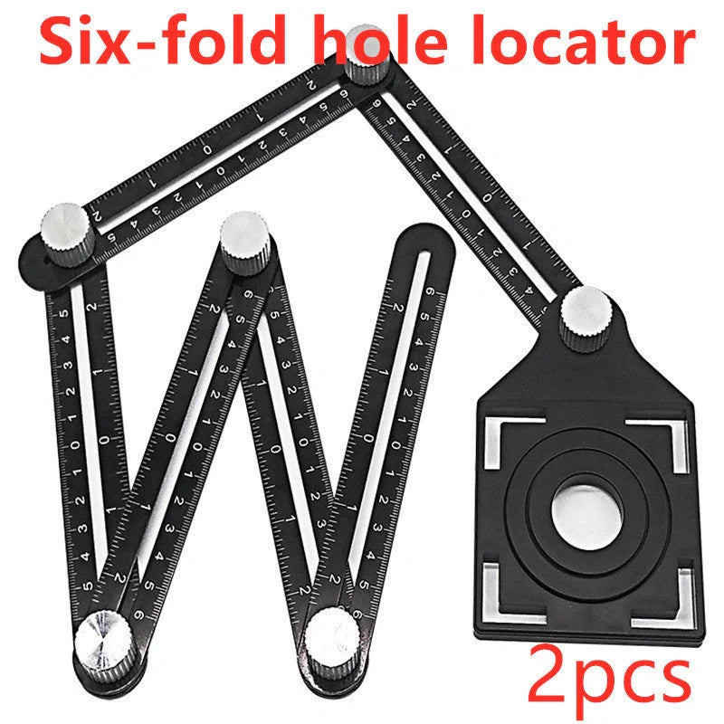 Aluminium alloy six-fold multi-angle measuring ruler for precise tile and flooring layouts