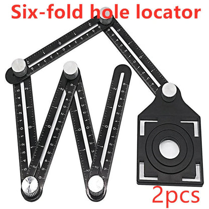 Aluminium alloy six-fold multi-angle measuring ruler for precise tile and flooring layouts