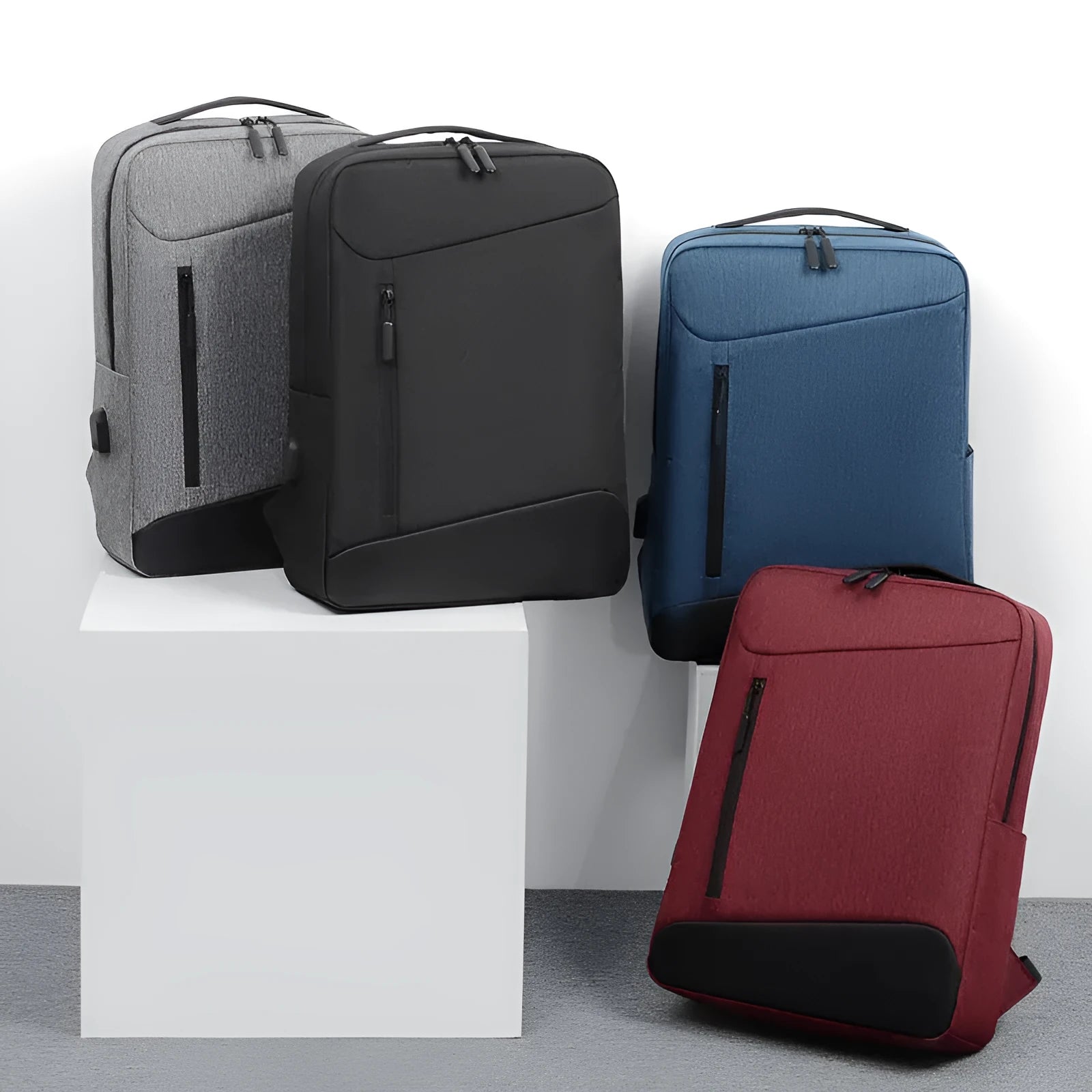 Waterproof Oxford cloth business backpack with curved belt system in solid colour design