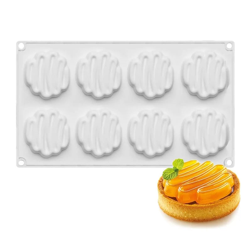 Round silicone cake mould with eight bubble tower pattern design for baking