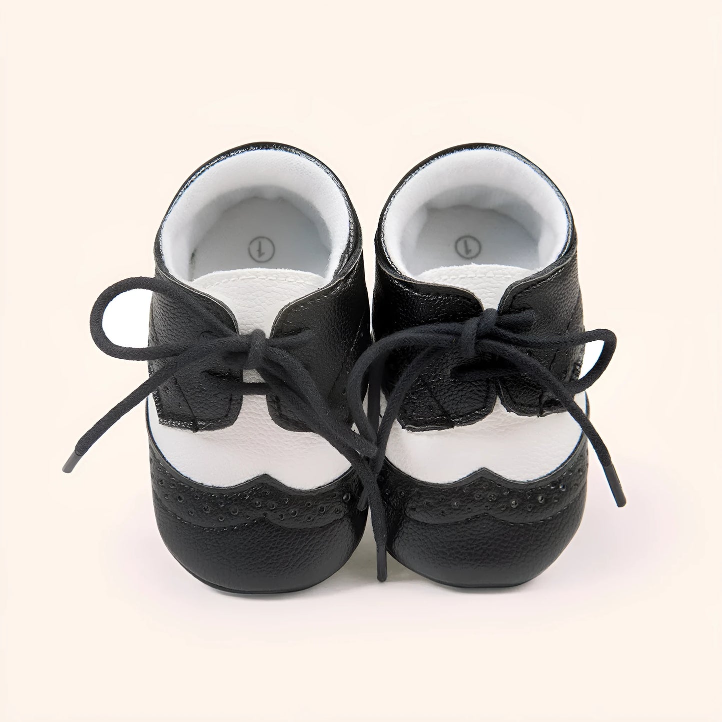 Men's vintage soft-soled baby shoes in synthetic leather, shown in light brown colour