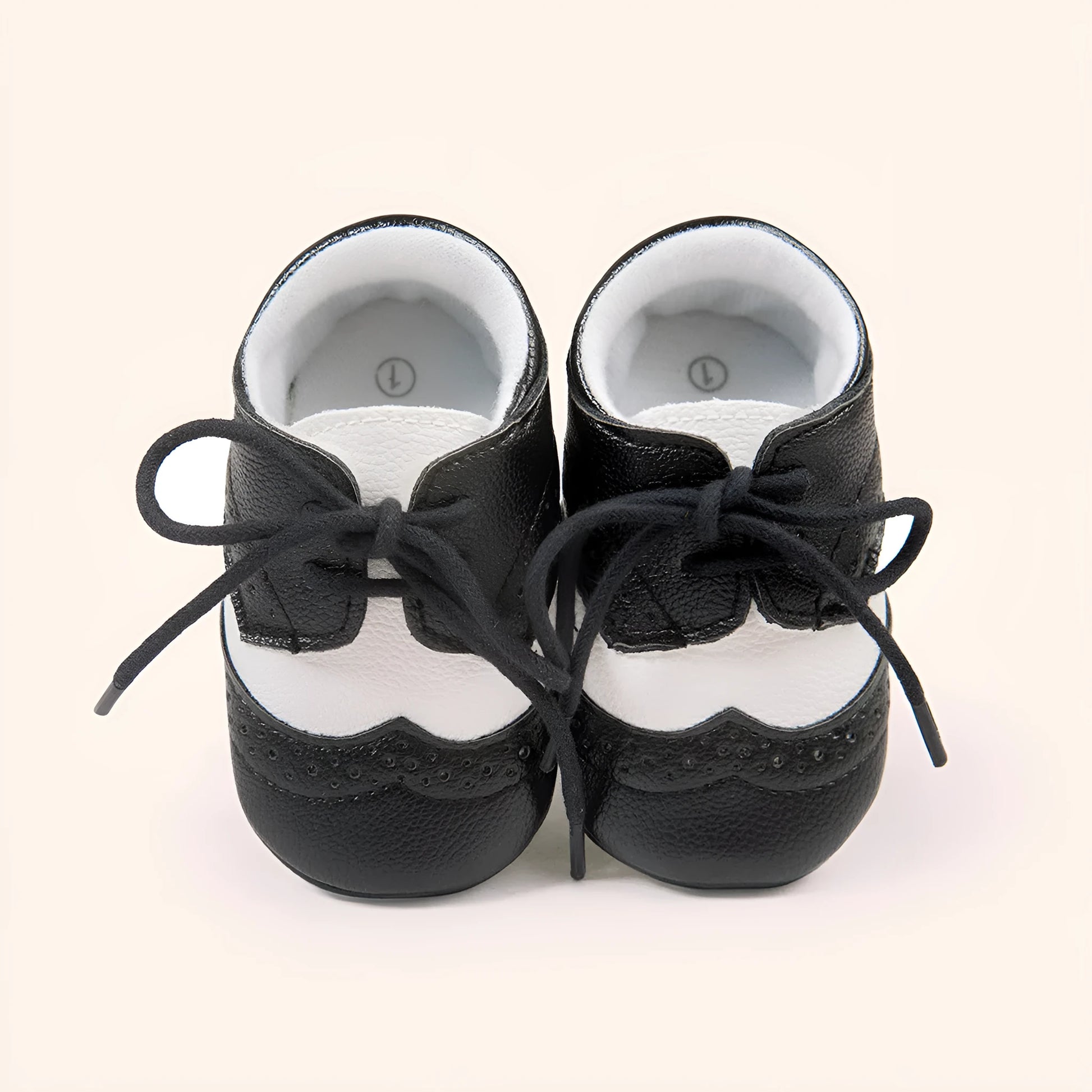 Men's vintage soft-soled baby shoes in synthetic leather, shown in light brown colour