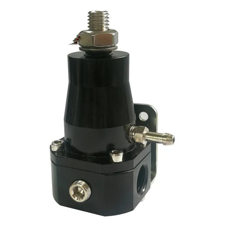 Black CNC aluminium fuel pressure regulator with adjustable 30-70 psi range