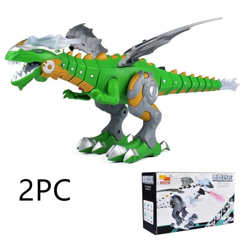 Intelligent Robot Toy Dinosaur with water spray feature in green and white