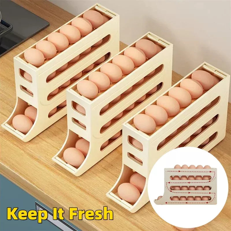 4-Layer Automatic Egg Roller Sliding Tray for refrigerator side door