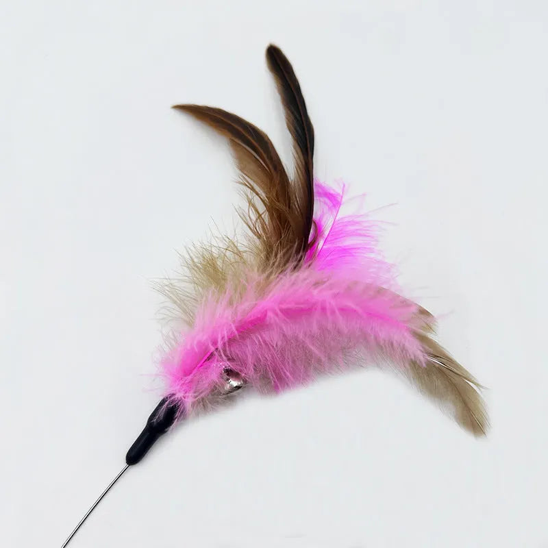 Cat collar teaser toy with feather and bell attachment on adjustable 32.5cm strap