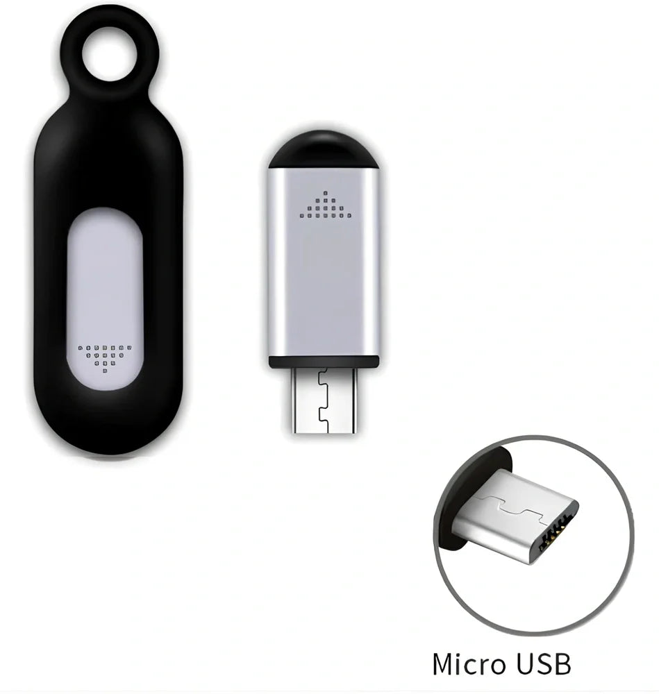 Black mobile phone infrared remote control learning device measuring 42mm by 14mm by 8mm with smartphone connection