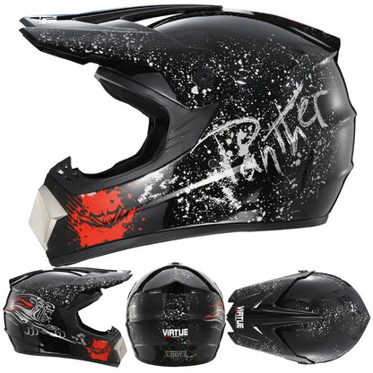 Adult cross-country karting and motorcycle helmet in ABS, shown in Bright Black Green Boy colour.