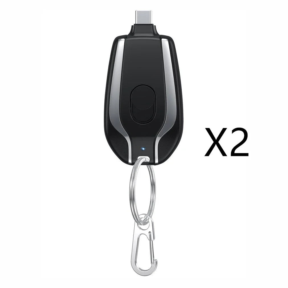 Compact 1500mAh power bank with carabiner clip, perfect for charging smartphones, tablets, and other USB devices on the go