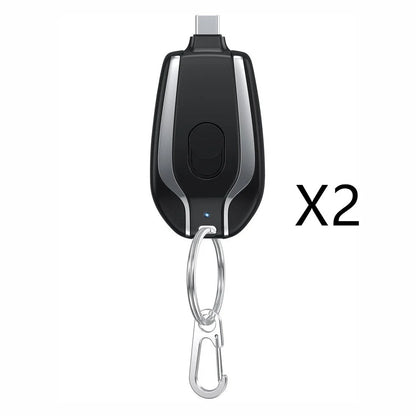 Compact 1500mAh power bank with carabiner clip, perfect for charging smartphones, tablets, and other USB devices on the go