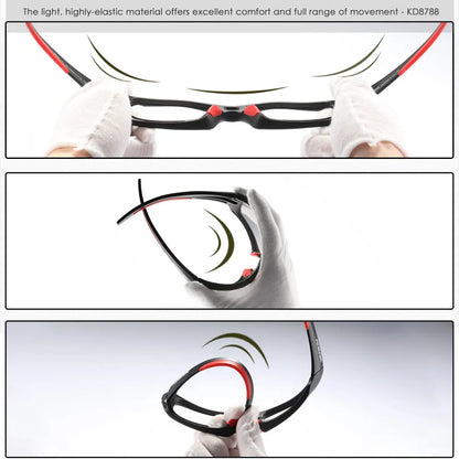 Ultralight polarised sports sunglasses with TR90 frame and silicone nose pad in one of eight available colours.