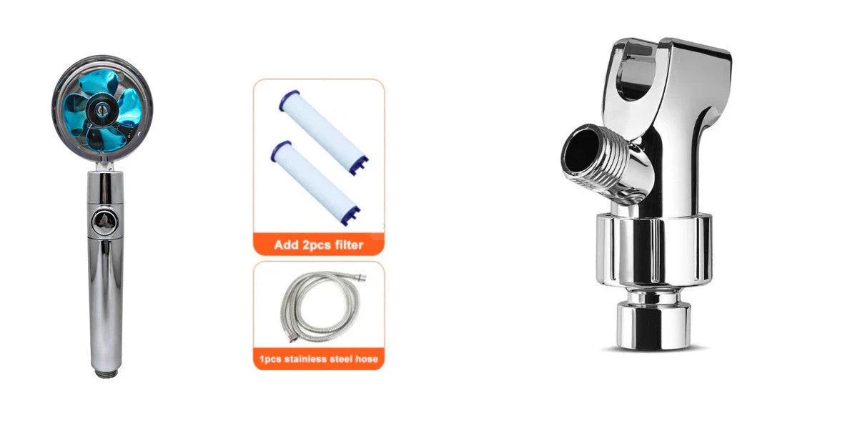 360° Rotating Shower Head with Built-In Fan - Premium ABS Plastic Construction, Water-Saving High-Pressure Spray