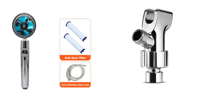 360° Rotating Shower Head with Built-In Fan - Premium ABS Plastic Construction, Water-Saving High-Pressure Spray