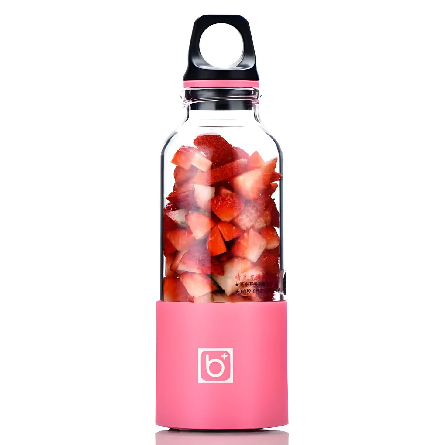 Bingo portable electric juice cup in blue, a 500ml USB rechargeable mini blender with a clear food-grade PC cup and stainless steel blade.