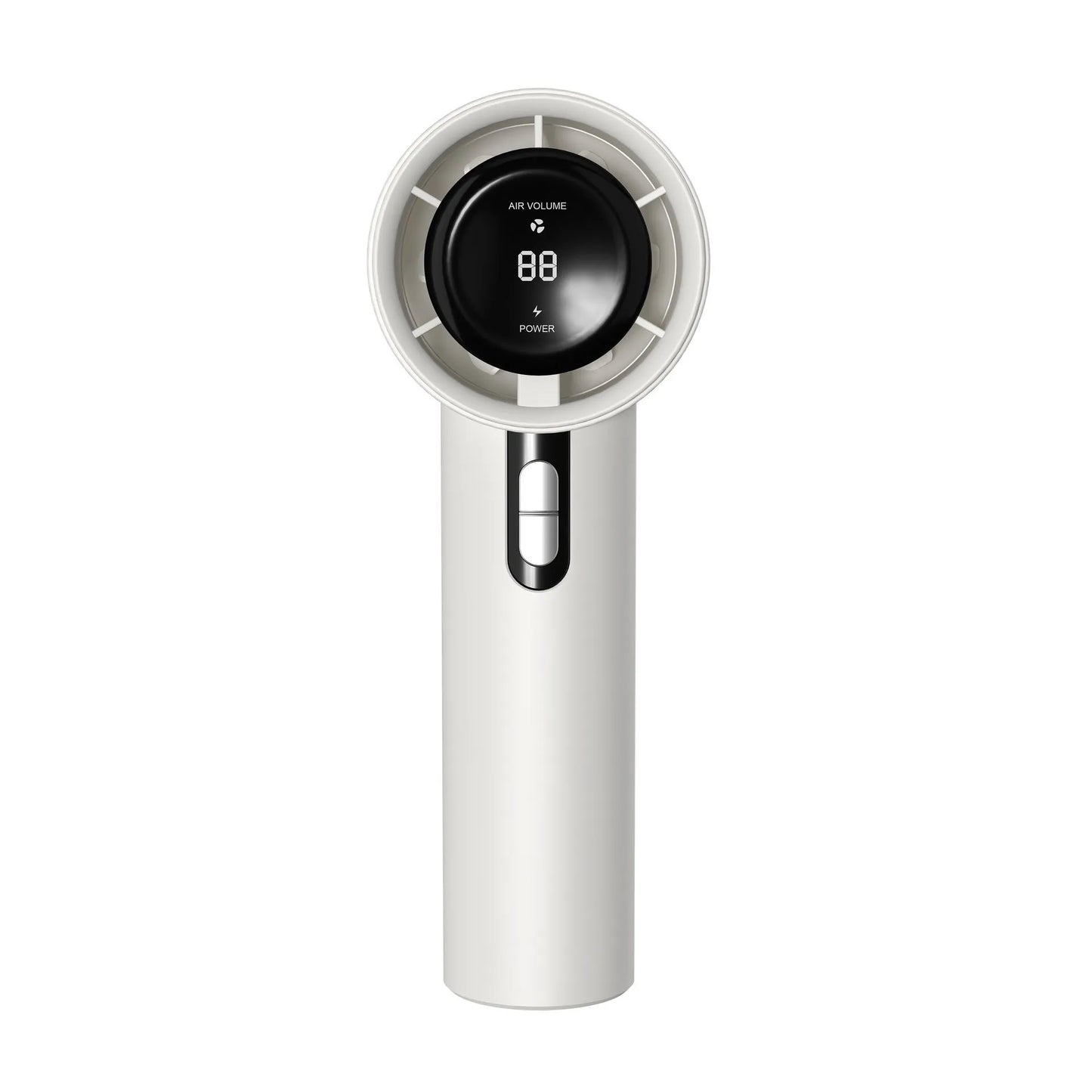 Portable handheld fan with semiconductor cooling, 3000mAh battery, and adjustable wind speeds