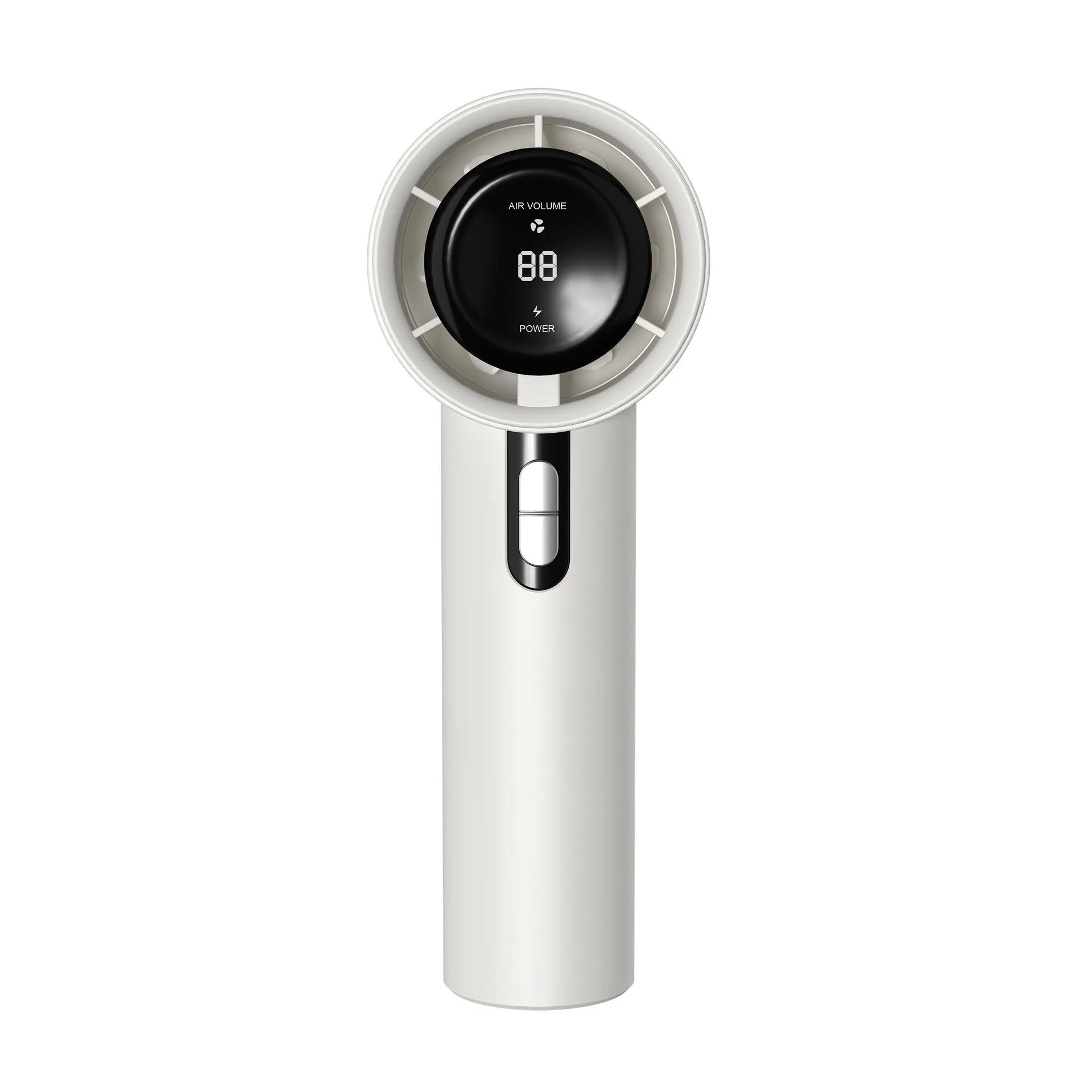 Portable handheld fan with semiconductor cooling, 3000mAh battery, and adjustable wind speeds