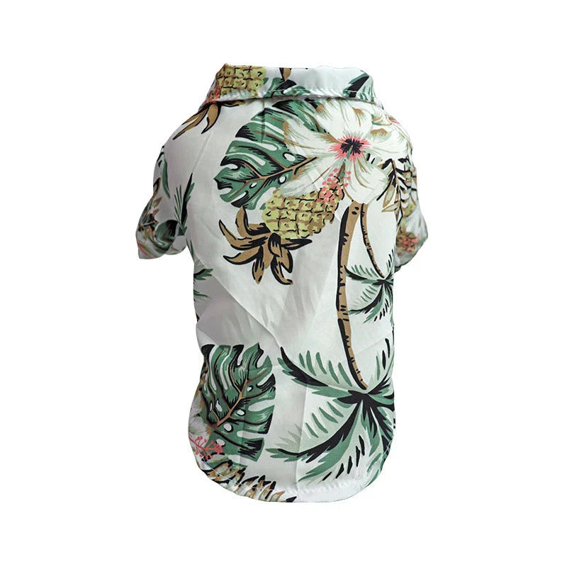 Breathable Hawaiian-style pet shirt for dogs and cats in various tropical colors and patterns
