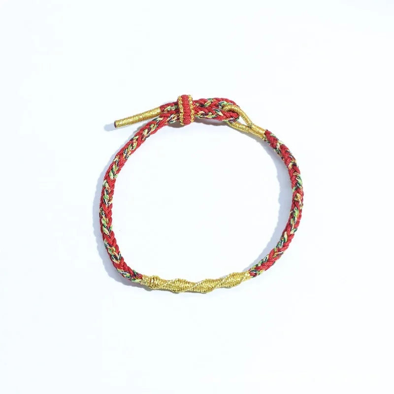 Woven eight-strand hand strap in zodiac-themed colours with flexible wire construction