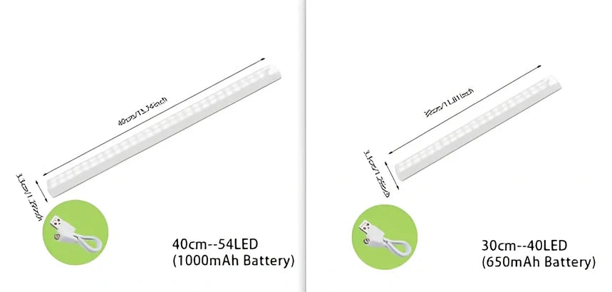 Wireless LED motion sensor night light with magnetic mounting in various sizes