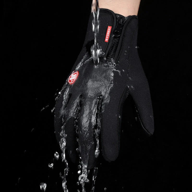 Pair of durable touchscreen-compatible winter riding gloves in various colors