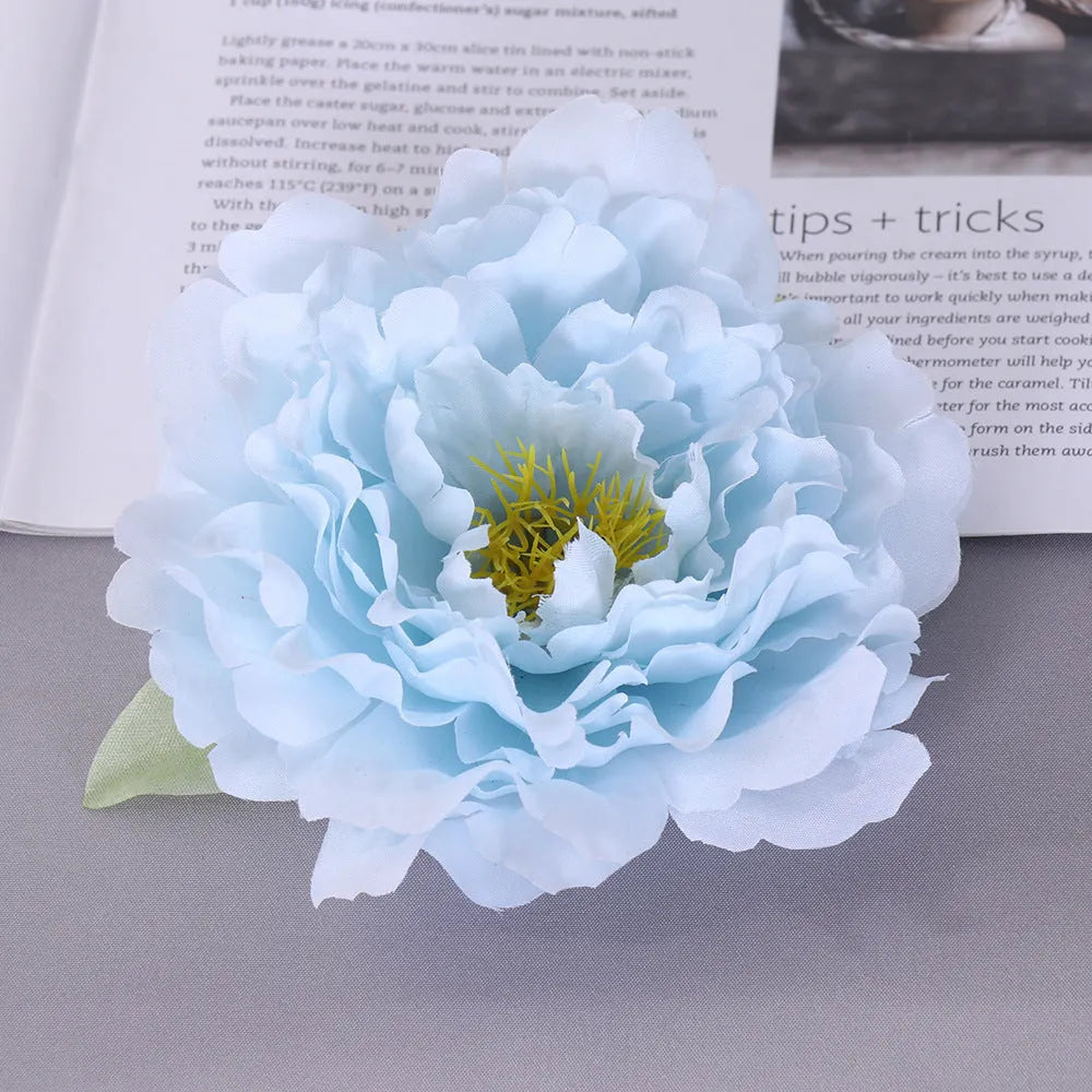 Silk simulation peony flower head in six colours for wedding decoration and photography props