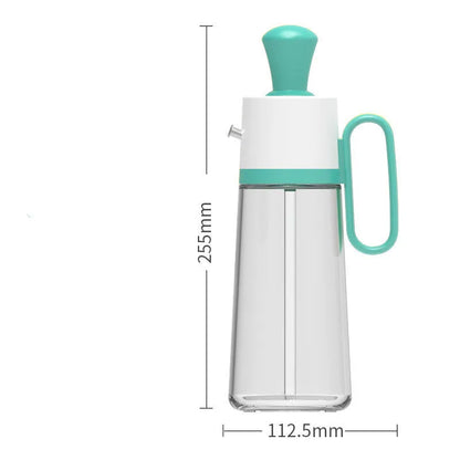 Yellow 2-in-1 oil dispenser with silicone brush, 550ml glass bottle with stainless steel nozzle