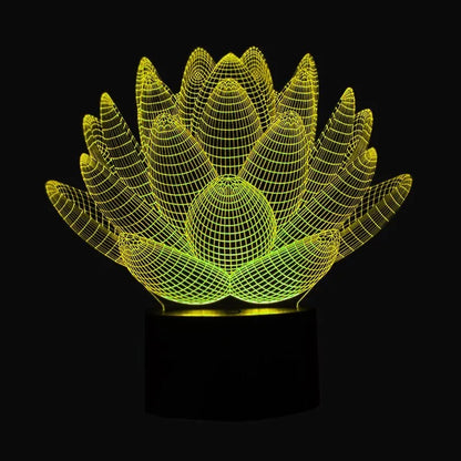 Modern Lotus LED night light with acrylic shade and touch control, 220mm wide.