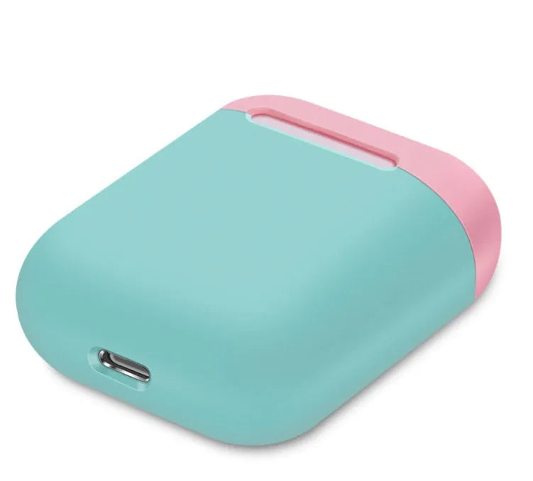 Soft silicone protective case for Apple AirPods charging box in various solid colours.