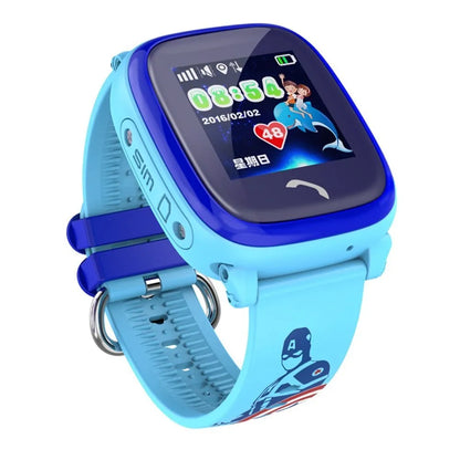 DF25 blue children's waterproof smart watch with touch screen display on silicone wristband