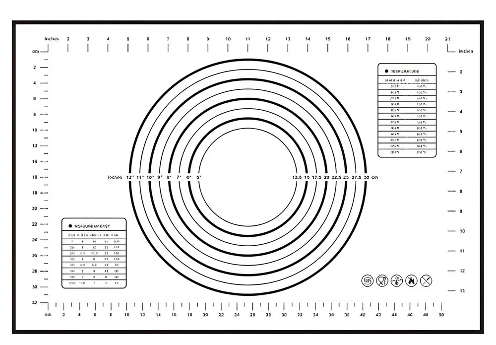 40x60cm black silicone baking mat with measurement guides on kitchen counter