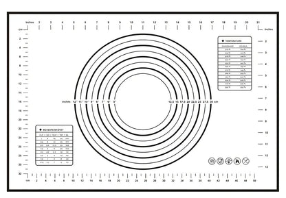 40x60cm black silicone baking mat with measurement guides on kitchen counter