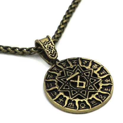 Lunavin ODing text pendant on antique silver snake chain and separate leather cord