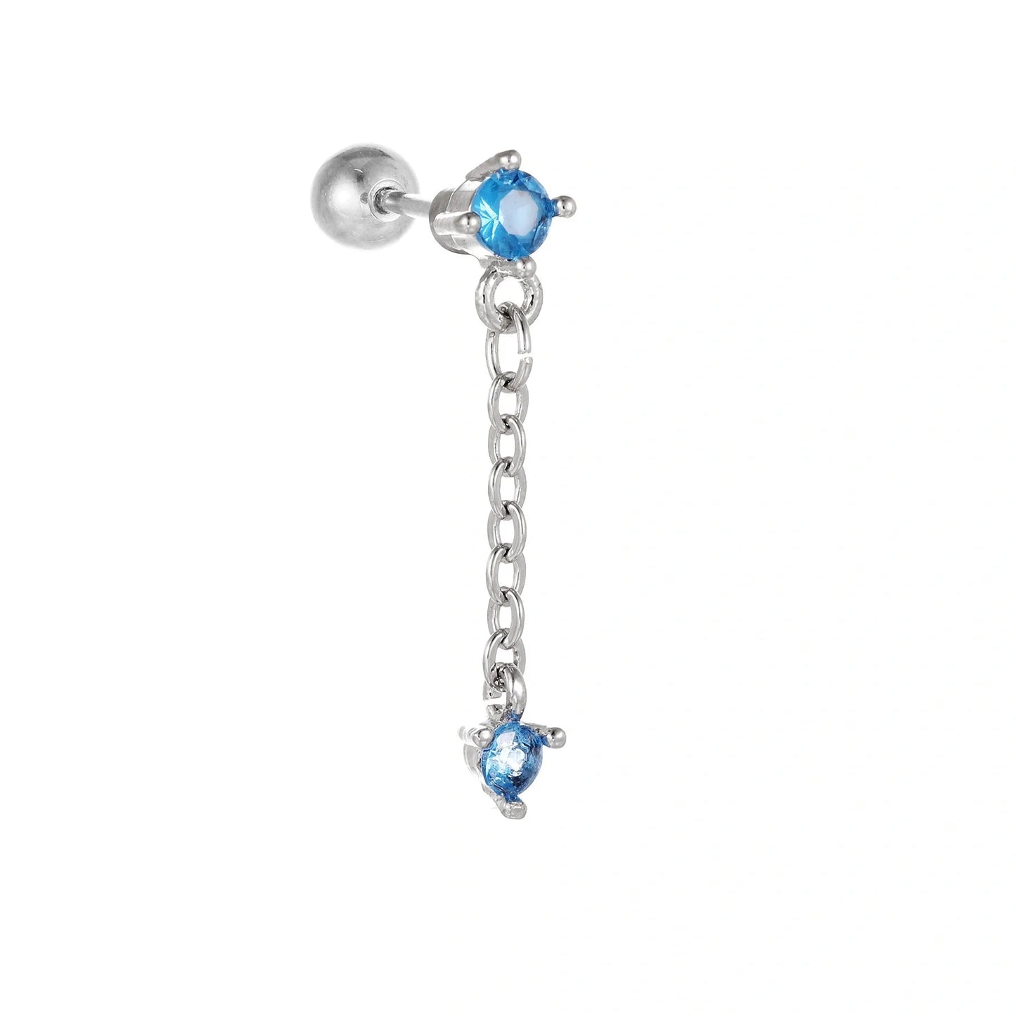 Stylish Star Moon Cubic Zirconia Cartilage Earring in gold and white