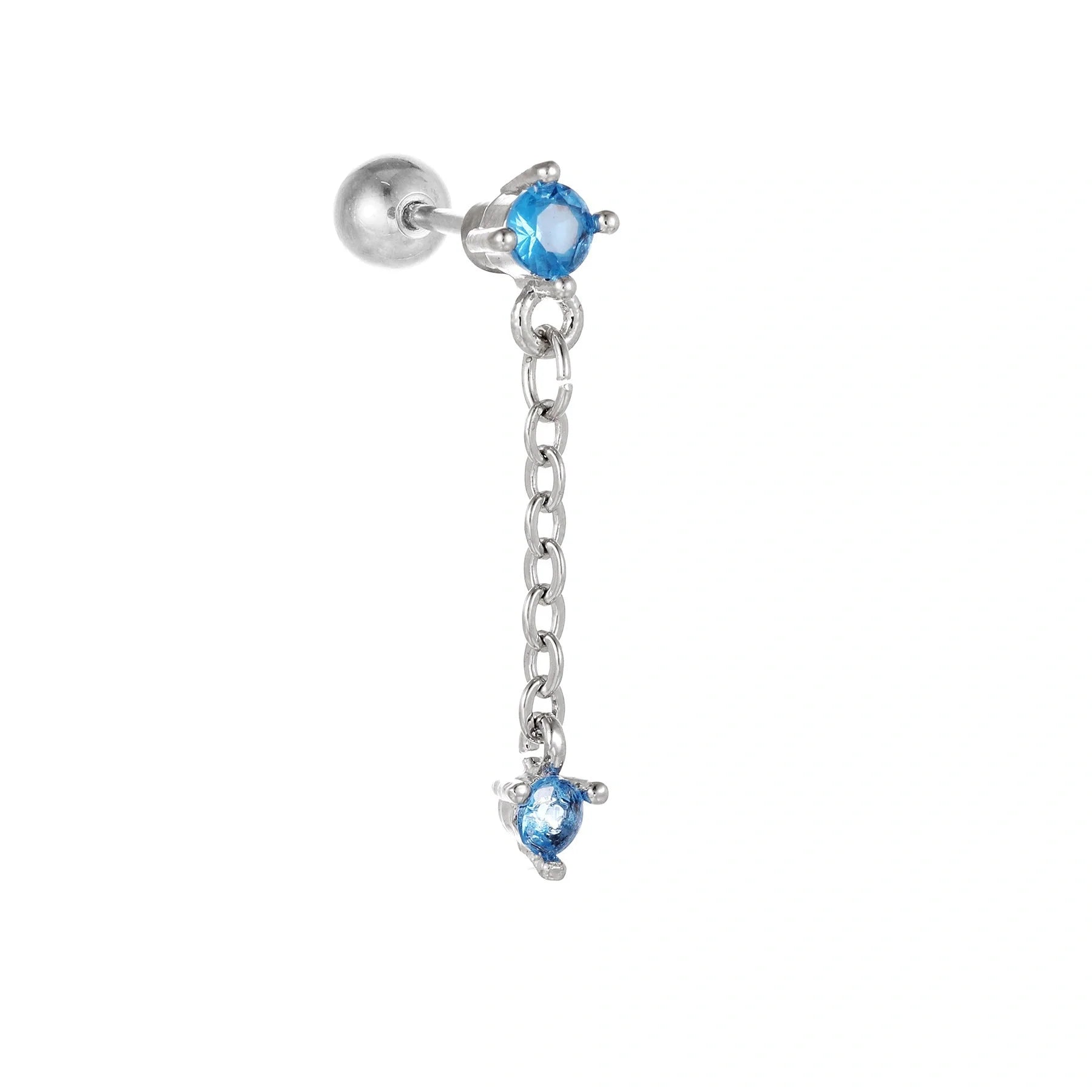 Stylish Star Moon Cubic Zirconia Cartilage Earring in gold and white