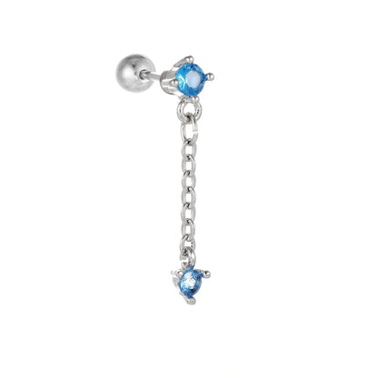 Stylish Star Moon Cubic Zirconia Cartilage Earring in gold and white
