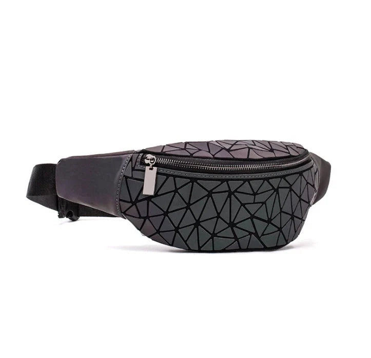 Stylish fanny pack with geometric design, available in multiple colors for hands-free, fashionable carry