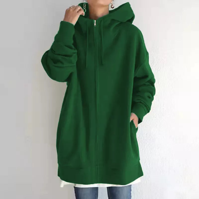 Women's full-zip fuzzy hoodie in various colours and sizes