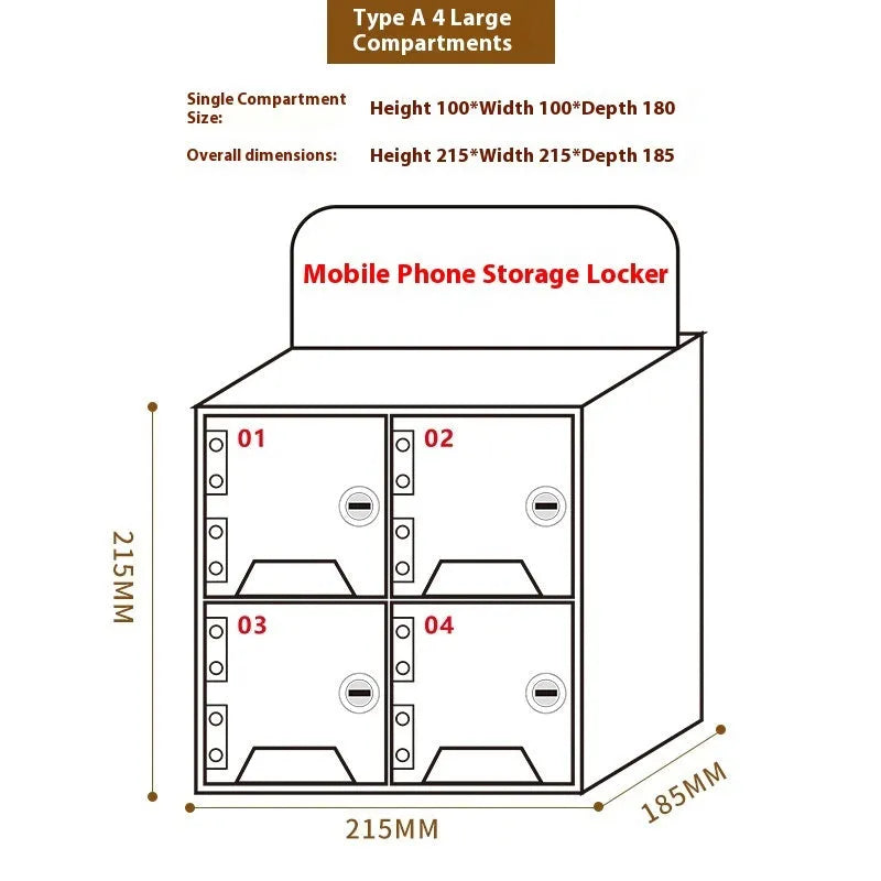 Transparent acrylic mobile phone storage cabinet with charging holes in modern simple style for office organisation